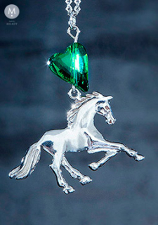 Limitovaná kolekce se Swarovski - zelené srdce a hřebec Aristol stříbro 925/1000