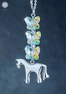 Limitovaná kolekce s kameny Swarovski - trojitý bílo žlutý motýlek a koník Toník